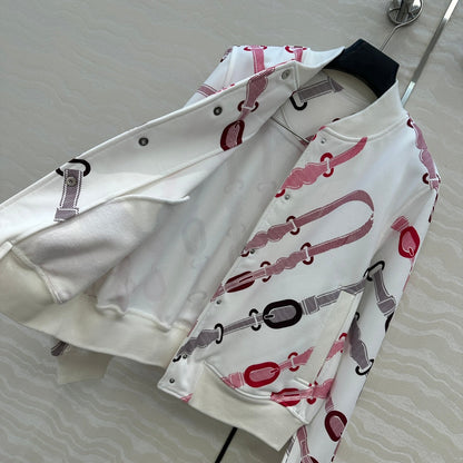 HM 25 Jacket White Mix Red Cotton 02663