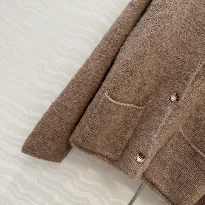LP 25 V-neck Cardigan Brown Alpaca Wool 291829