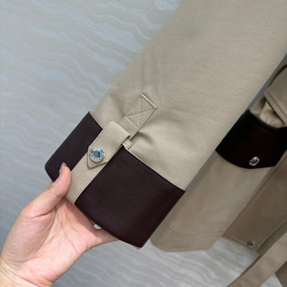HM 25 Jacket Light Brown Fabric Mixed With Leather 02654
