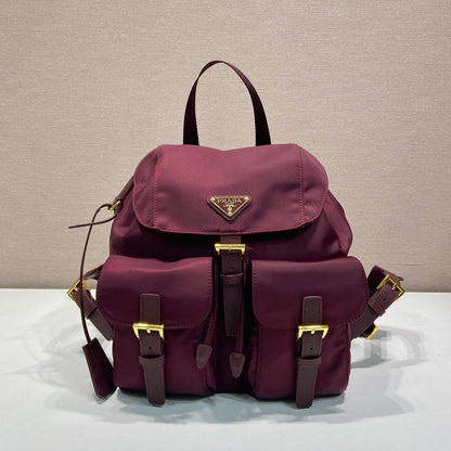 PRA backpack 28 burgundy nylon fabric gold hardware