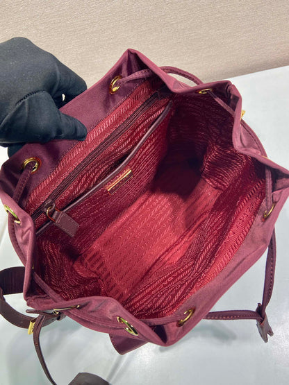 PRA backpack 28 burgundy nylon fabric gold hardware