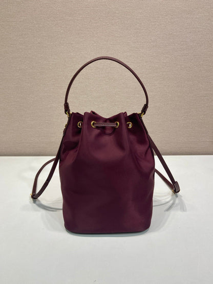 PRA bucket bag 23 burgundy nylon fabric 280826