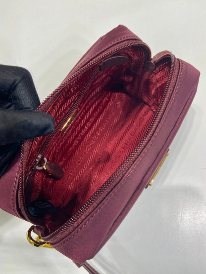 PRA clutch large 17 burgundy nylon fabric