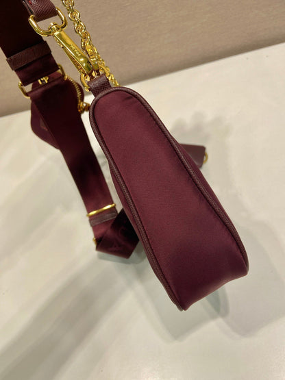 PRA Hobo Underarm Bag burgundy nylon fabric