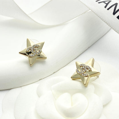 CC Light Gold Double C Star Earrings