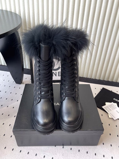 CC 25 Boot Black White Cowhide Fur 514093