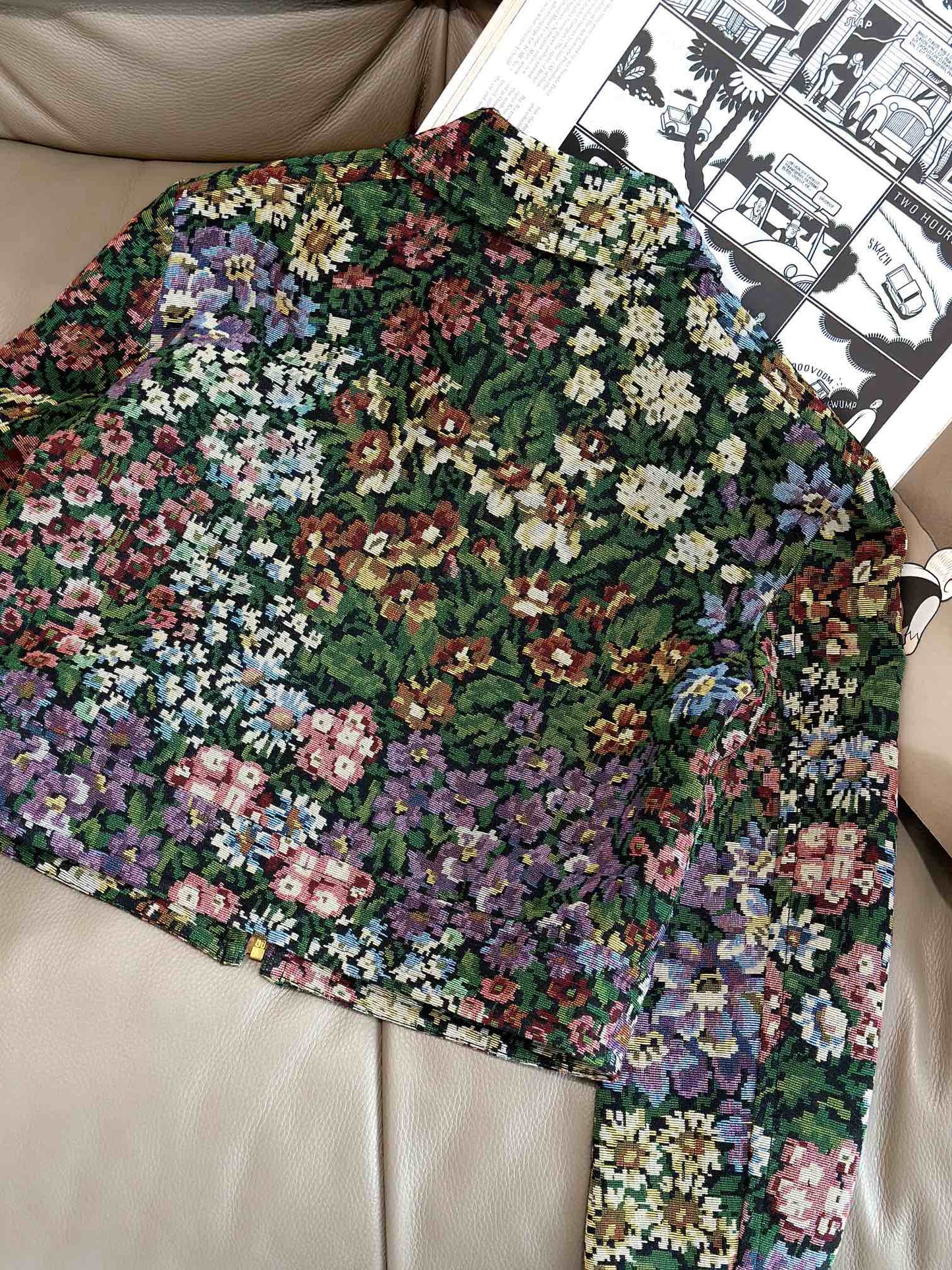 Celine 25 Flower Jacket Green mix colors Cotton
