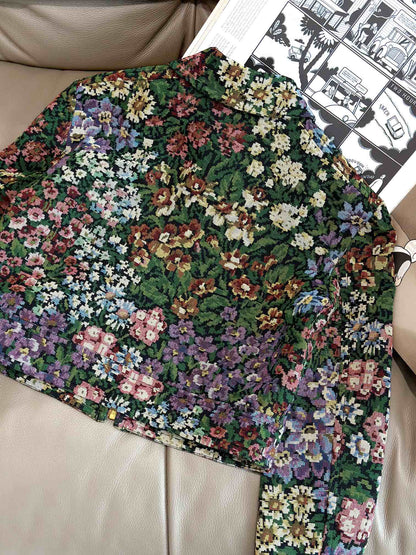 Celine 25 Flower Jacket Green mix colors Cotton