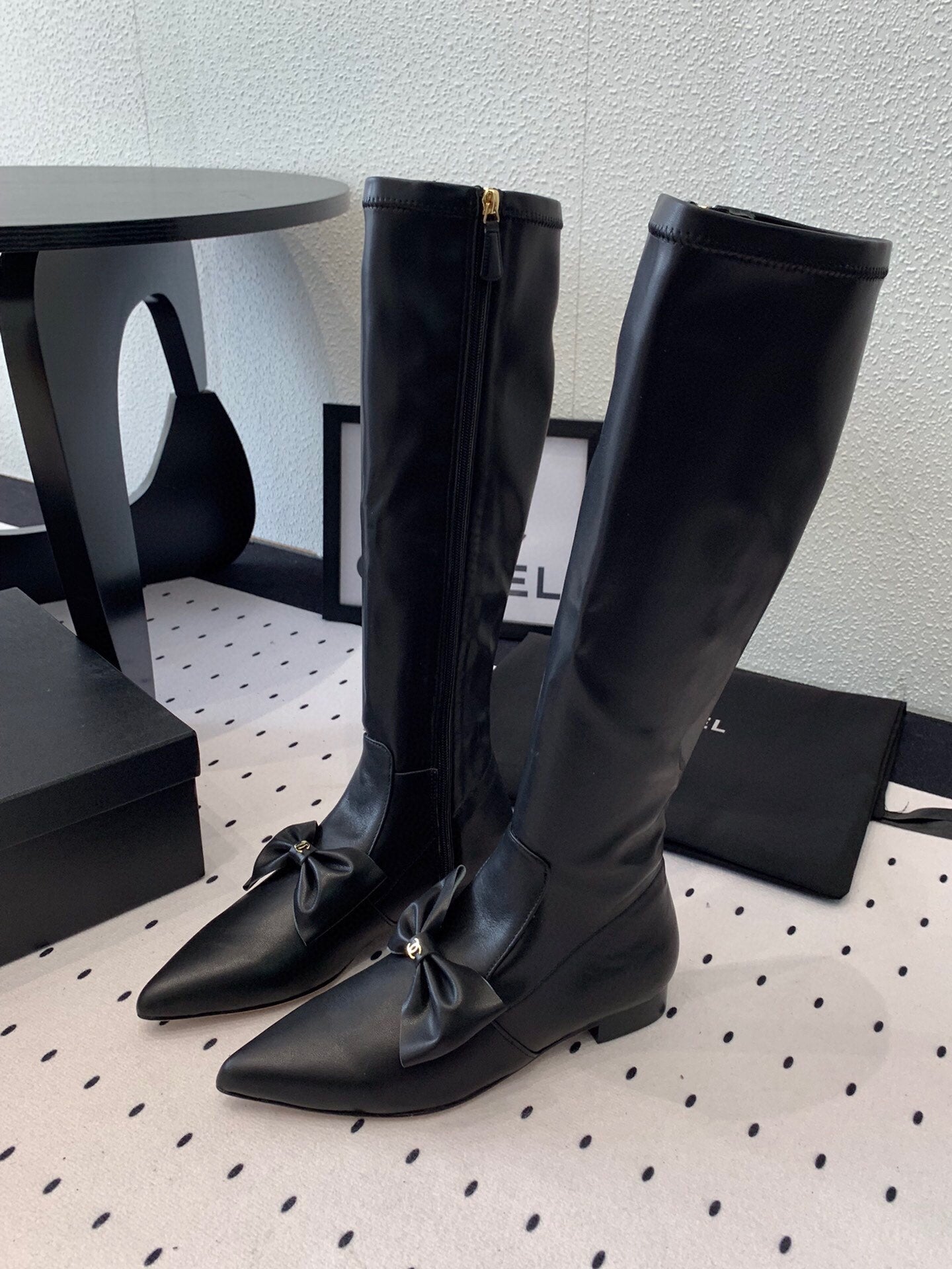 CC 25 Bow-knot Boot Black Sheepskin 514066