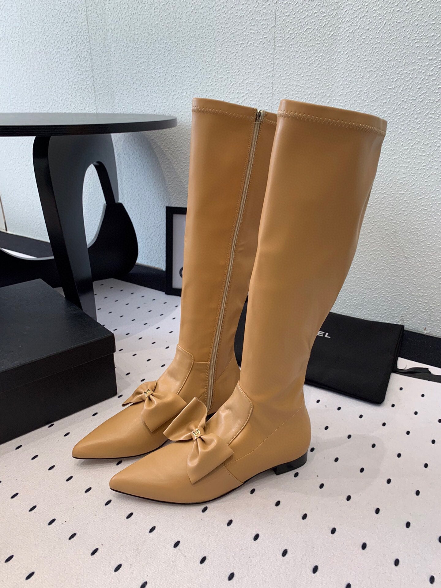 CC 25 Bow-knot Boot Camel Sheepskin 514067