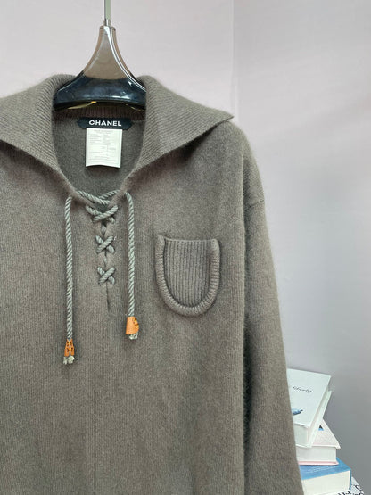 Chanel 2025 Knit Sweater Dark Gray Cashmere