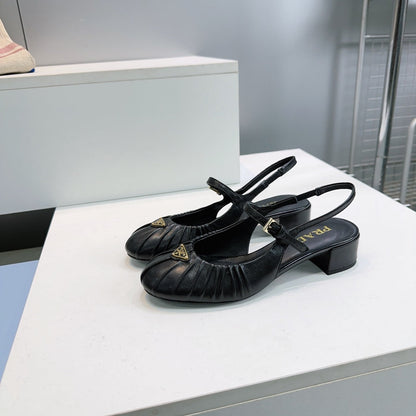 PRA 26S Slingback Flats Black Sheepskin 628700