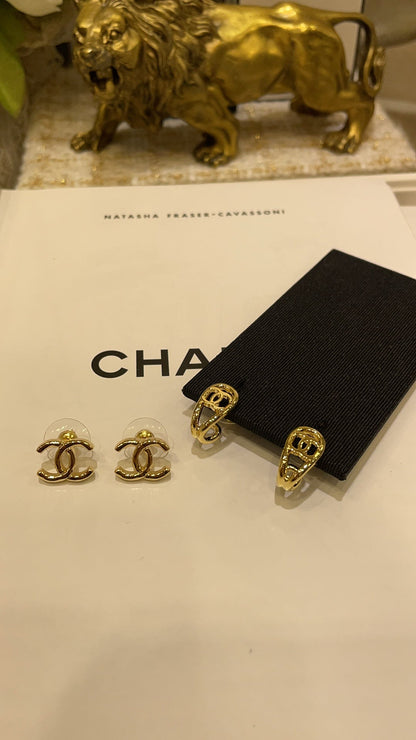 Chanel 2026 Hollowed-out CC Gold Teardrop Earrings
