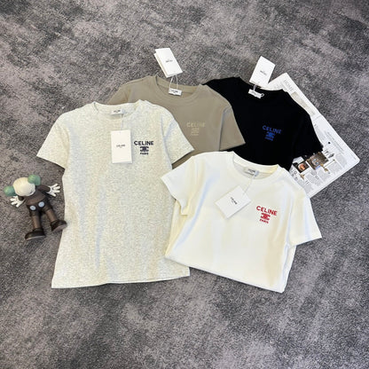 Celine 2026 T-Shirt Brown Black White Gray Cotton 359304