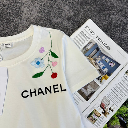 Chanel 2026 Short-Sleeve T-Shirt Black and White Cotton 359334