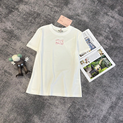 Miumiu 2026 T-shirt White Black Pink Blue Cotton 359284