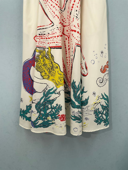 Chanel 2026 White Print Midi Skirt Polyester 440107