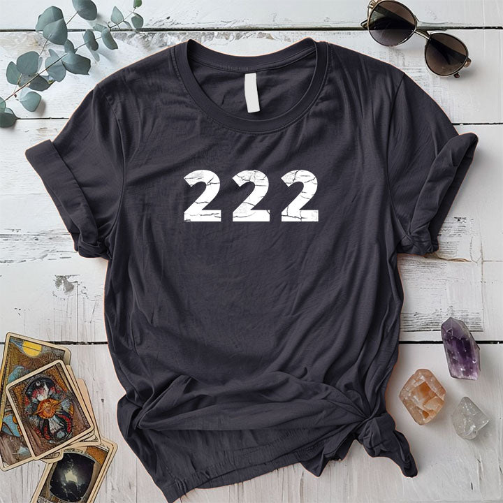 222 Angels Numbers T Shirt Dark Heather Grey Mockup