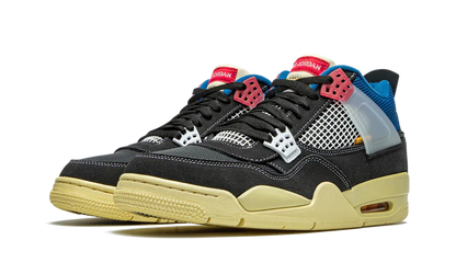 Nike Air Jordan 4 Retro Black Yellow Blue Mesh Suede