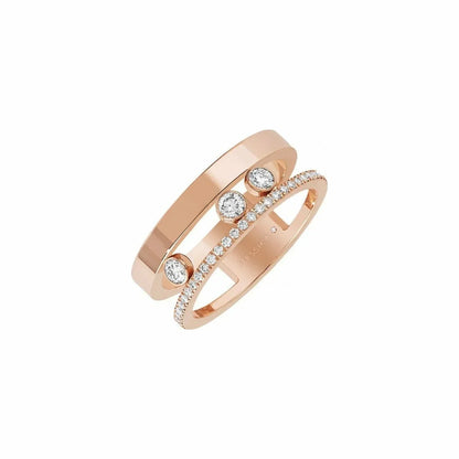 MOVE ROMANE PINK GOLD AND SILVER DIAMOND RING
