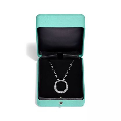 LOCK NECKLACE MEDIUM PENDANT SILVER PAVED DIAMONDS