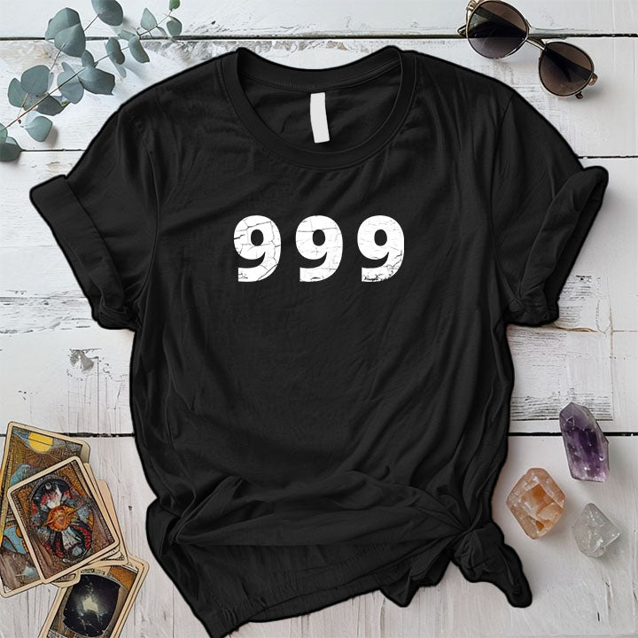 999 Angel Numbers T Shirt Black Mockup