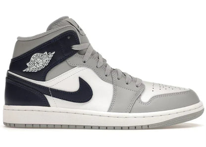 Nike Air Jordan 1 Mid Wolf Grey Midnight Navy Leather