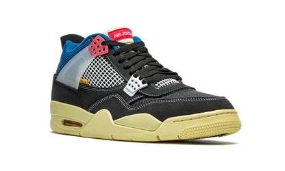 Nike Air Jordan 4 Retro Black Yellow Blue Mesh Suede