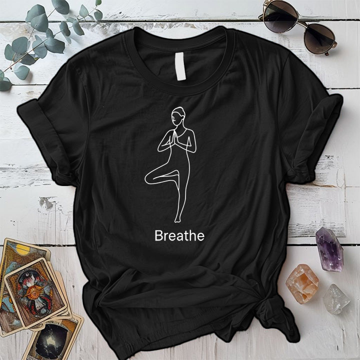 Breathe Yoga Light T-Shirt Mockup black