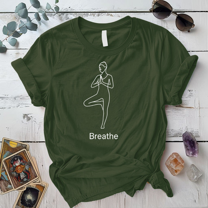 Breathe Yoga Light T-Shirt Mockup military-green