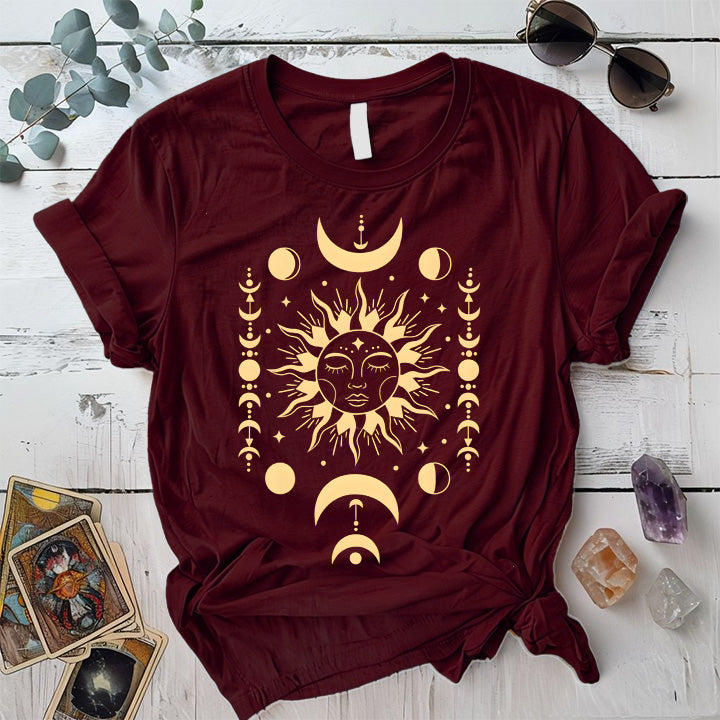 Celestial Wisdom T-Shirt Mockup Maroon