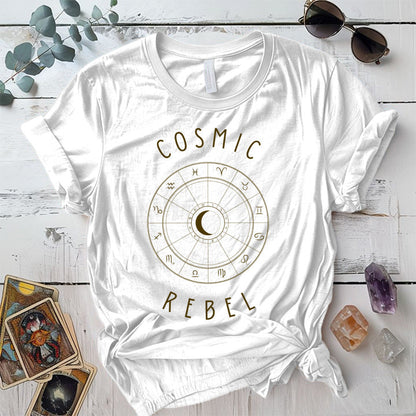 Cosmic Rebel T-Shirt Mockup Coral Silk