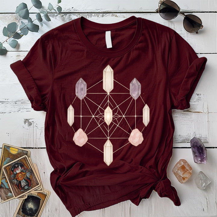 Crystal Symmetry T-Shirt Mockup Maroon