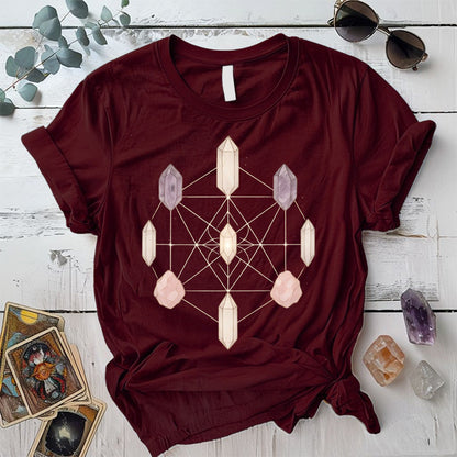 Crystal Symmetry T-Shirt Mockup Maroon