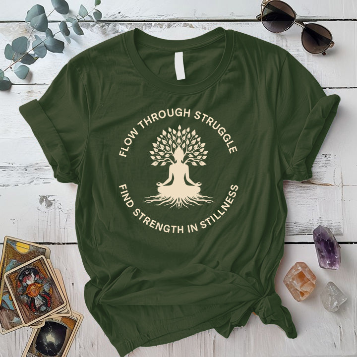 Flow Through Struggle T-Shirt Mockup Military Green