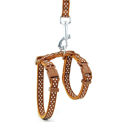 Collier harnais réglable, en nylon marron à pois STING