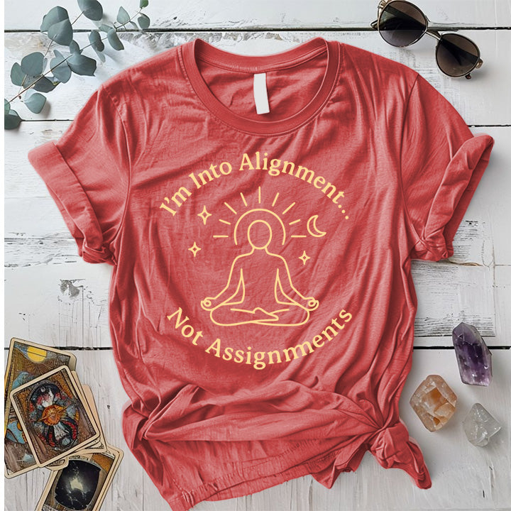 Alignment Not Assignments T-Shirt Mockup Coral Silk