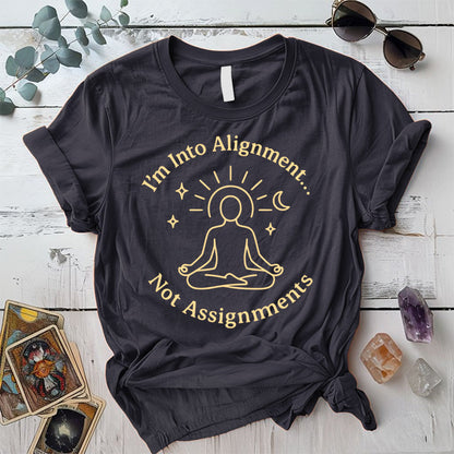 Alignment Not Assignments T-Shirt Mockup Dark Heather Grey