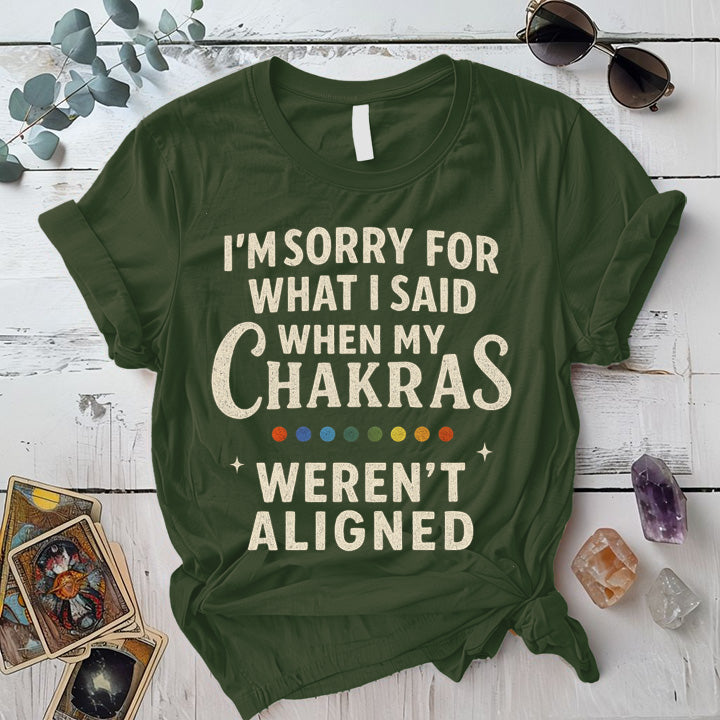 I'm Sorry For What I Said Chakra T-Shirt Mockup Military Green
