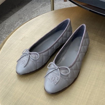 ballet flats grey quilted lambskin