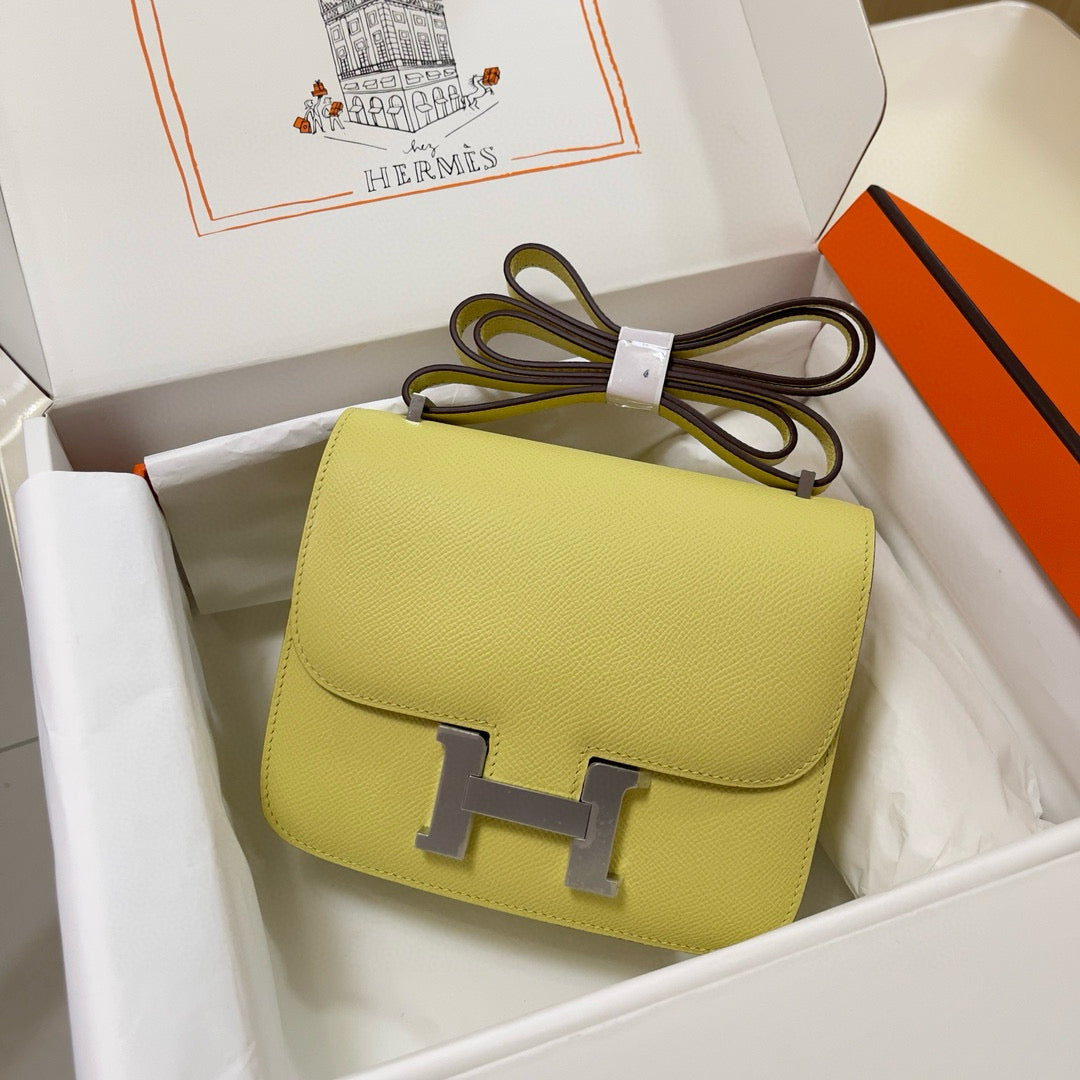 HM Constance Bag Lime Epsom Silver Hardware