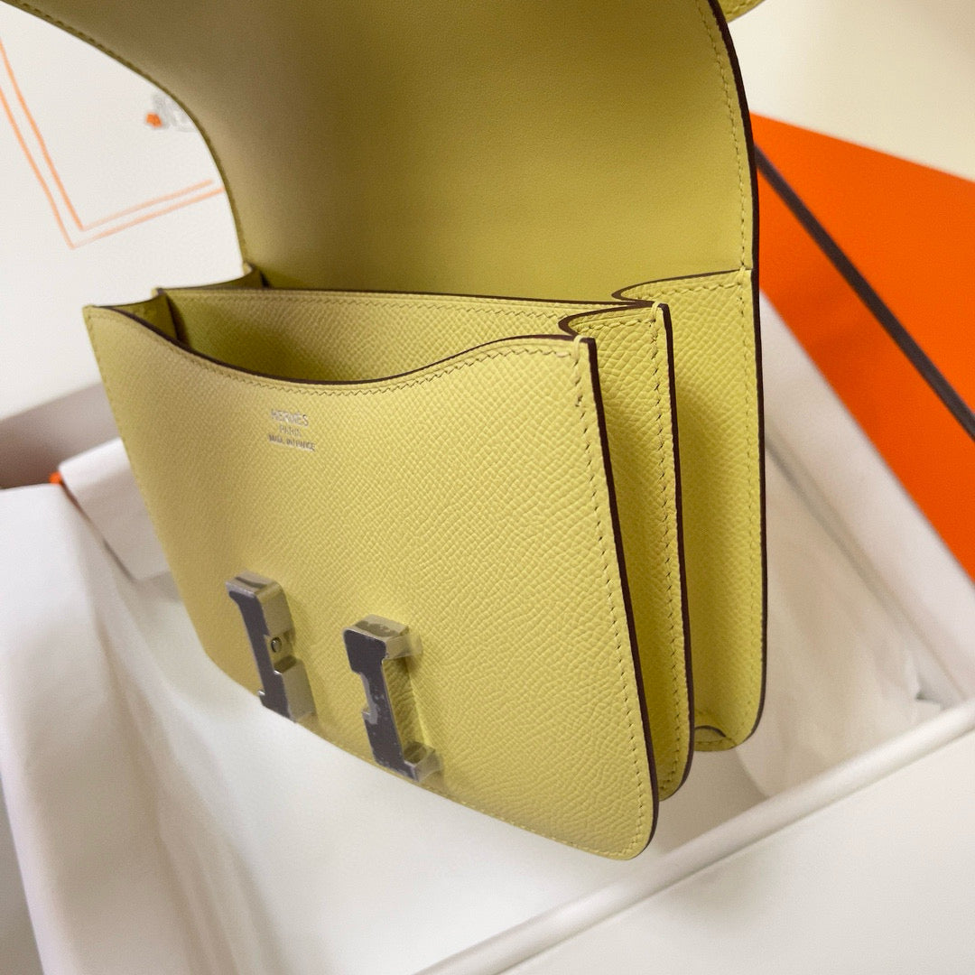 HM Constance Bag Lime Epsom Silver Hardware