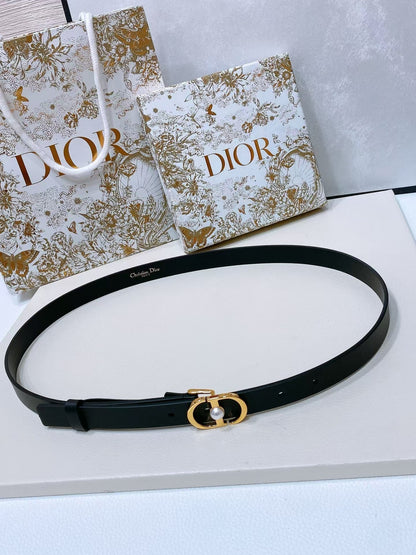 CD Saddle Belt 20mm Black Calfskin Anti-Gold Buckle