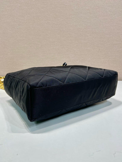Prada Gold Chain Bag Black Re-Nylon