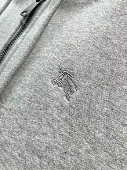 Burberry Checked Thick Hoodie Gray Cotton