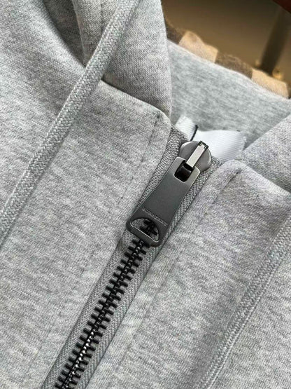 Burberry Checked Thick Hoodie Gray Cotton
