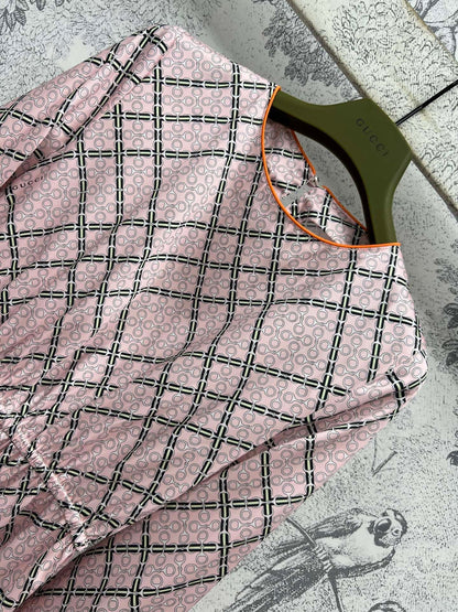 GC Printed Silk Dress Pink Ready To Wear