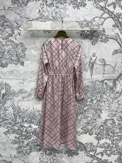 GC Printed Silk Dress Pink Ready To Wear