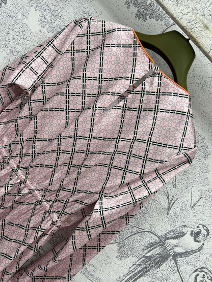 GC Printed Silk Dress Pink Ready To Wear