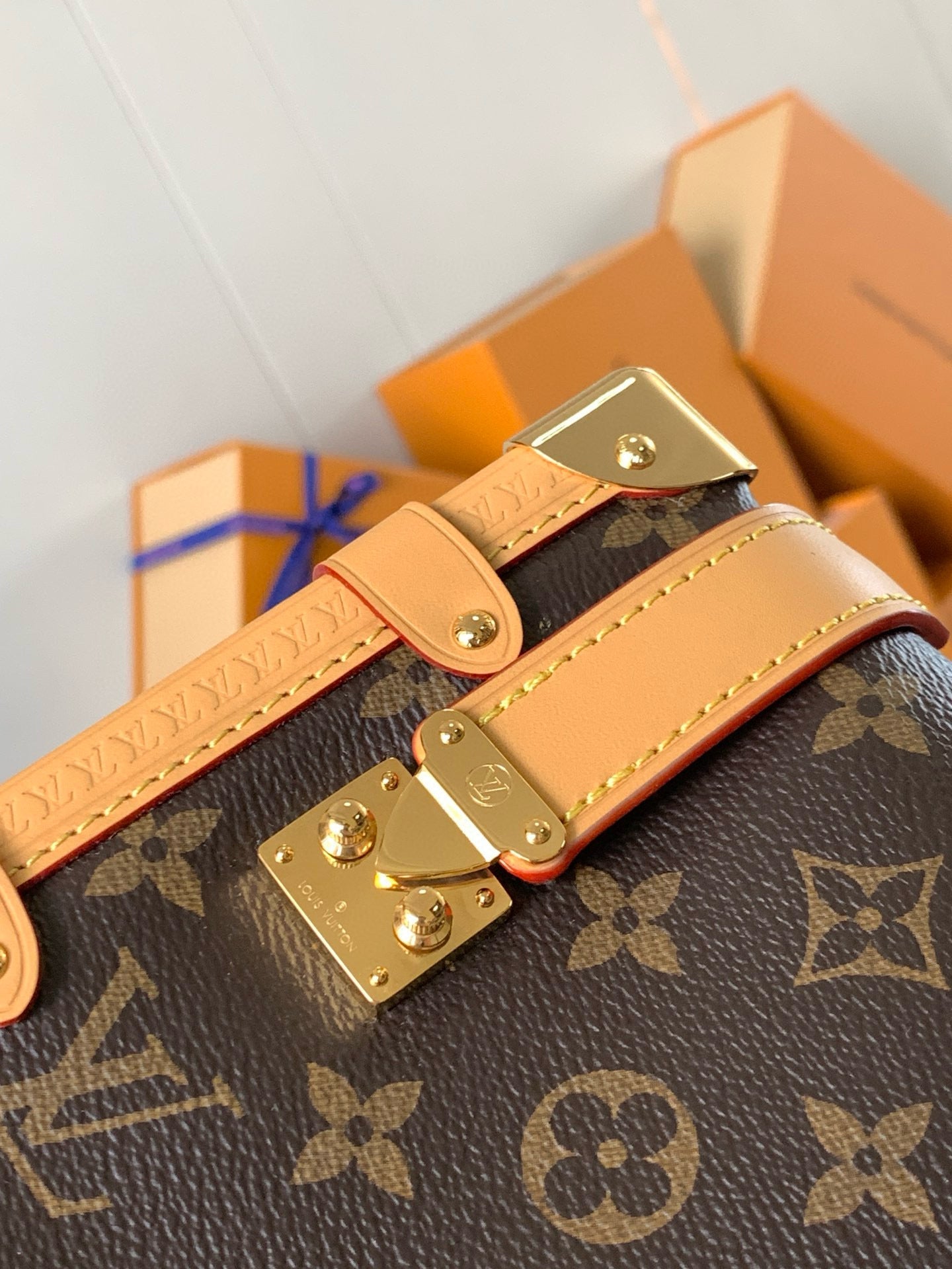 LV Pico Side Trunk 21cm Brown Monogram Coated Canvas